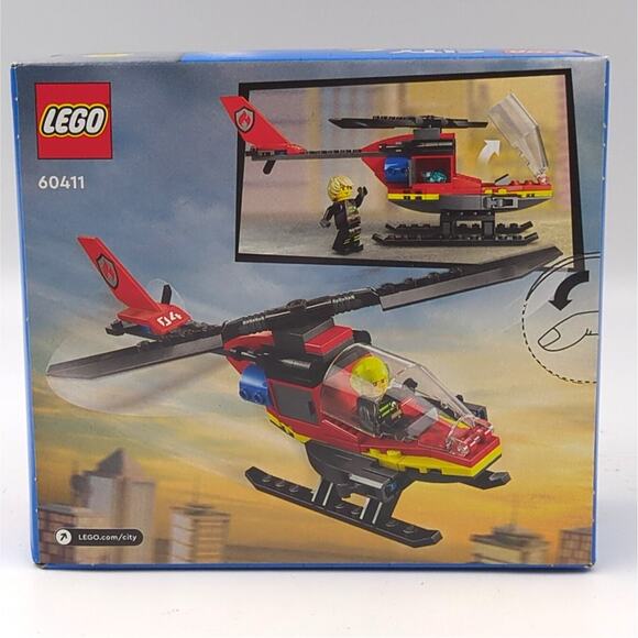 LEGO CITY: Fire Rescue Helicopter (60411) 85 Pieces Sealed New Ages 5+ Red Black - Picture 2 of 3